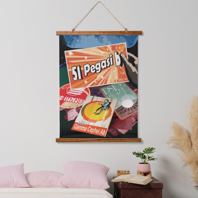 Tapiz Con Marco De Madera Visitar el primer exoplaneta encontrado fuera del  (Dormitorio)