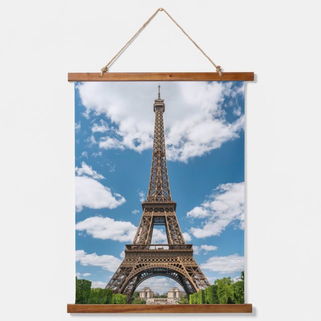 Tapiz Con Marco De Madera Vista de la Torre Eiffel desde el Parque Público C (Anverso)