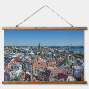 Tapiz Con Marco De Madera Vista del casco antiguo de Riga desde arriba