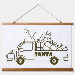 Tapiz Con Marco De Madera Vista lateral del camión de Navidades de esquema
