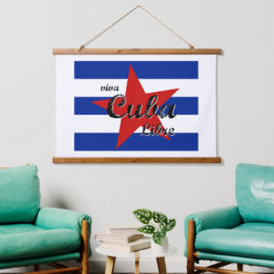 Tapiz Con Marco De Madera Viva Cuba Libre, La Habana, Fidel Castro, Che Guev