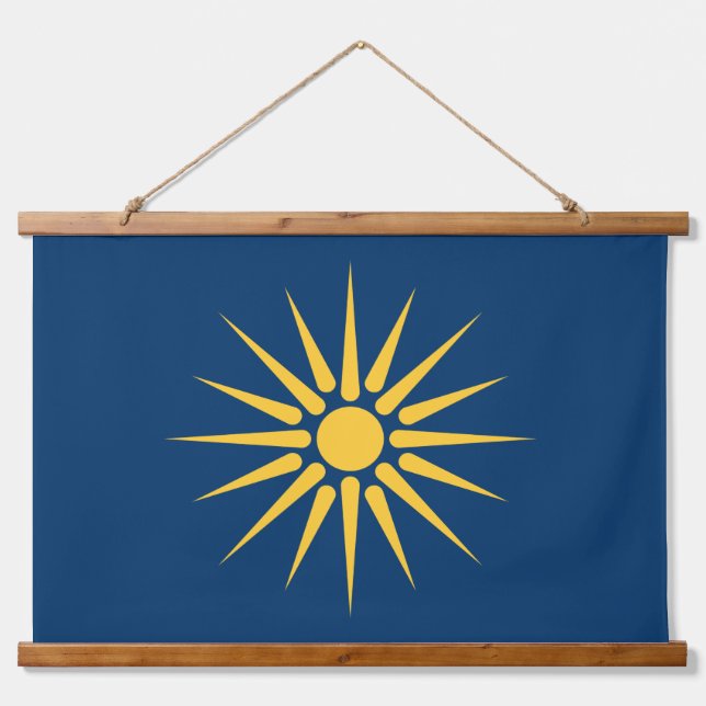 Tapiz Con Marco De Madera Wall Tapestry with flag of Macedonia, Greece (Anverso )