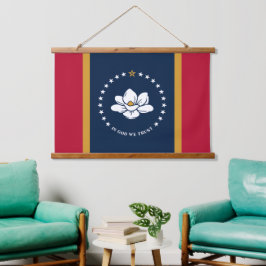 Tapiz Con Marco De Madera Wall Tapestry with flag of Mississippi State, USA