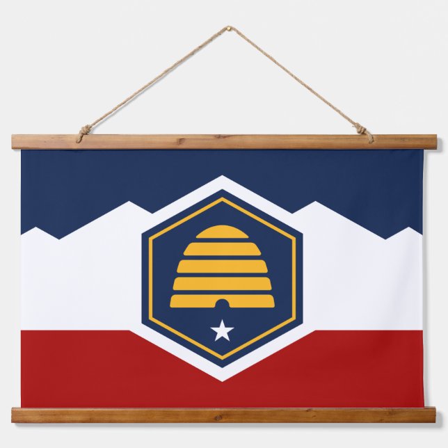 Tapiz Con Marco De Madera Wall Tapestry with new flag of Utah, USA (Anverso )