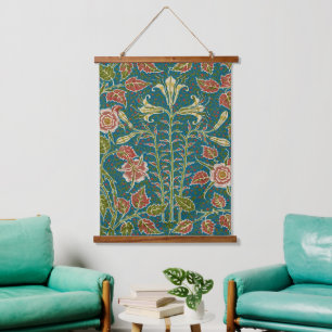Tapiz Con Marco De Madera Walter Crane Vintage Lily y Rosa Floral