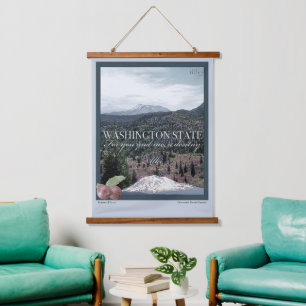 Tapiz Con Marco De Madera Washington State Poster Art
