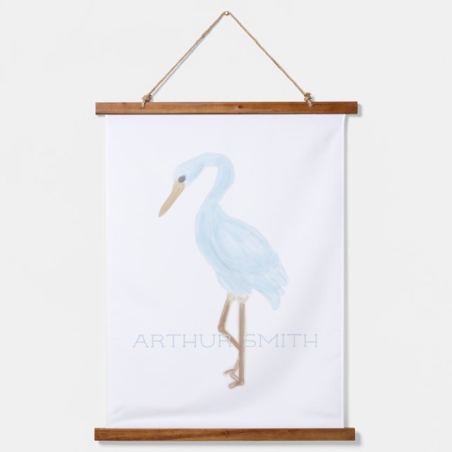 Tapiz Con Marco De Madera Watercolor Blue Crane (Anverso)