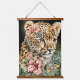 Tapiz Con Marco De Madera Watercolor Jungle Baby Animals Arte Floral