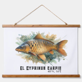 Tapiz Con Marco De Madera Watercolor Series: Carp