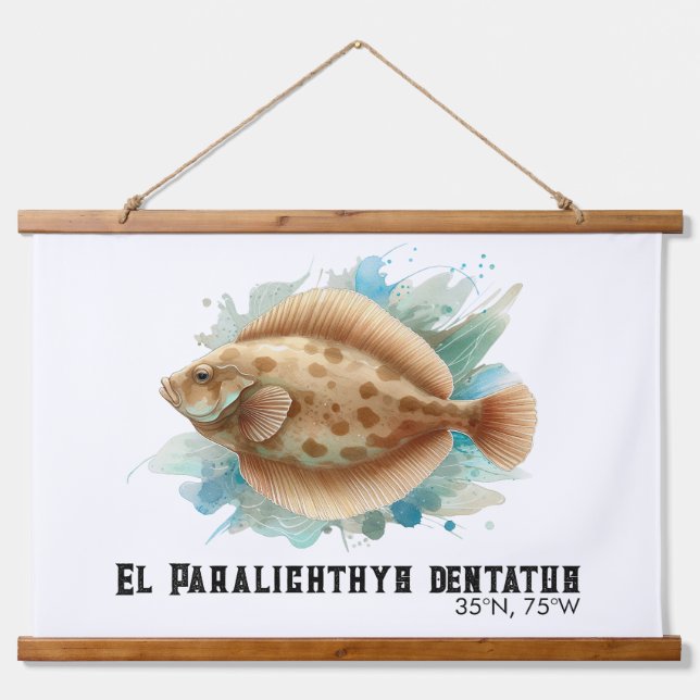 Tapiz Con Marco De Madera Watercolor Series: Flounder/Flatfish (Anverso )