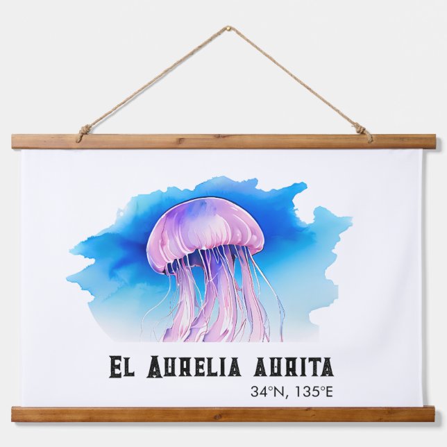 Tapiz Con Marco De Madera Watercolor Series: Jellyfish 2 (Anverso )