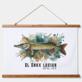 Tapiz Con Marco De Madera Watercolor Series: Pike