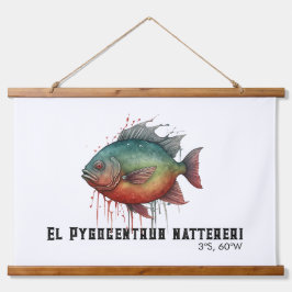 Tapiz Con Marco De Madera Watercolor Series: Piranha