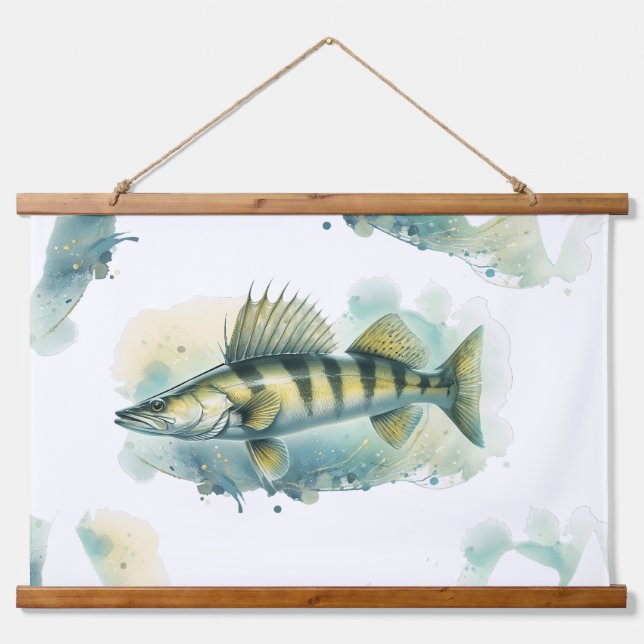 Tapiz Con Marco De Madera Watercolor Series: Zander/Walleye (Anverso )