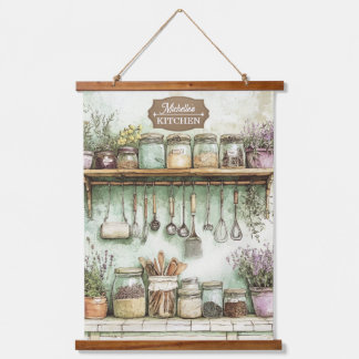 Tapiz Con Marco De Madera Watercolor Vintage Kitchen