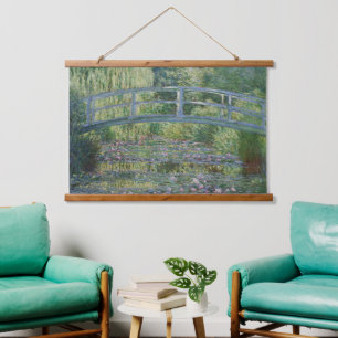 Tapiz Con Marco De Madera Waterlilies y el puente japonés