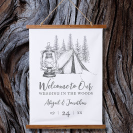 Tapiz Con Marco De Madera Welcome to Our Wedding Camping Sketch Wedding