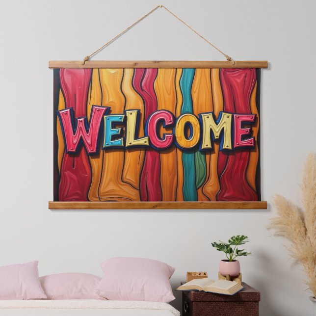 Tapiz Con Marco De Madera WELCOME Wall Tapestry (Dormitorio)