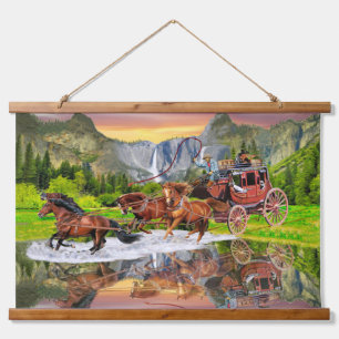 TAPIZ CON MARCO DE MADERA WELLS FARGO STAGECOACH