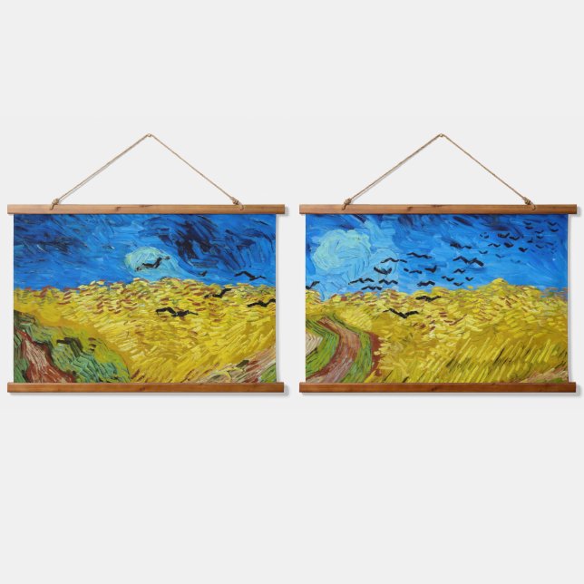 Tapiz Con Marco De Madera Wheatfield con cuervos, Van Gogh (Doble)