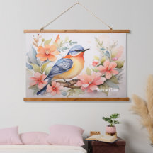 Whimsical Watercolor Bird Arte Floral