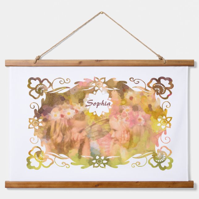 Tapiz Con Marco De Madera Whispers of Magic: Two Fairy Friends in a Garden (Anverso )