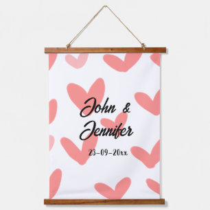 Tapiz Con Marco De Madera white simple minimal text style wedding red heart
