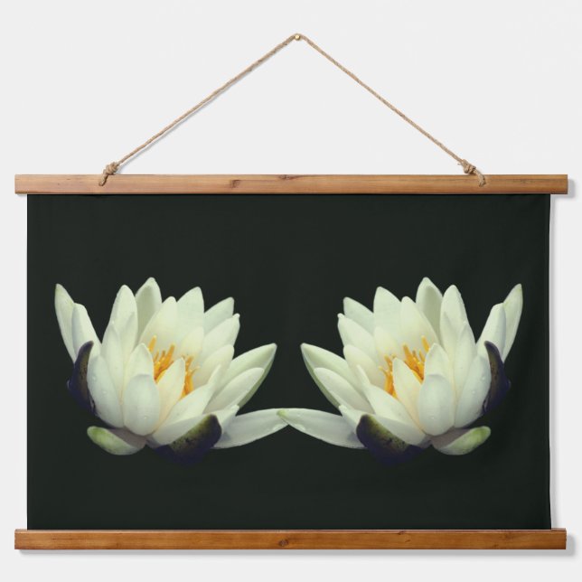 Tapiz Con Marco De Madera White Water Lily Lotus Flower Twins (Anverso )