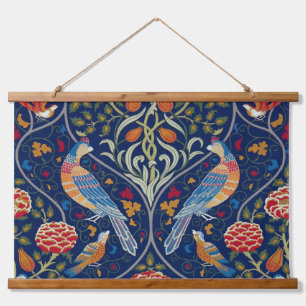 Tapiz Con Marco De Madera William Morris, aves y flores