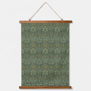 Tapiz Con Marco De Madera William Morris Ispahan Verde Turquesa Floral Arte