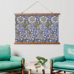 Tapiz Con Marco De Madera William Morris - Patrón de flores y hojas antiguas