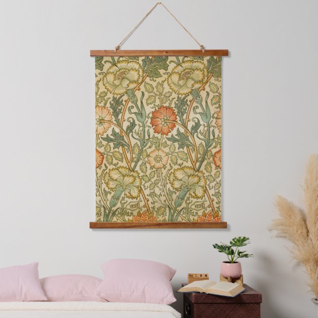 Tapiz Con Marco De Madera William Morris - Rosa y Rosa de época (Dormitorio)