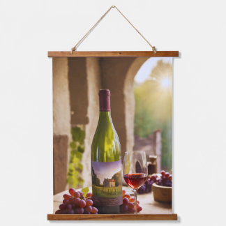Tapiz Con Marco De Madera Wine and Grape Tapestry