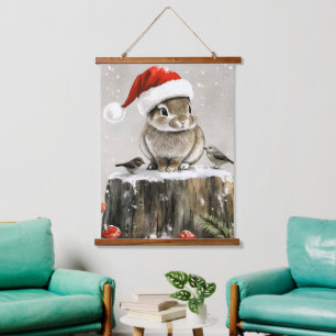Tapiz Con Marco De Madera Winter Santa Bunny Wonderland