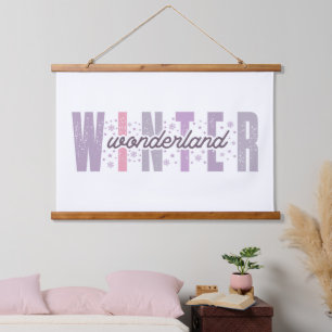 Tapiz Con Marco De Madera Winter Wonderland - Arte de tipografía festiva