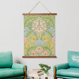 Tapiz Con Marco De Madera Wm Morris Myrtle Floral Arte Nouveau Pastel