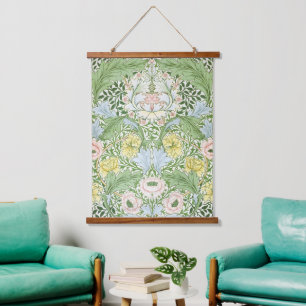 Tapiz Con Marco De Madera Wm Morris Myrtle Floral Arte Nuevo Brillante