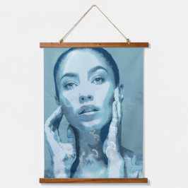 Tapiz Con Marco De Madera "Woman in Blue" Premium Canvas 