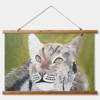 Tapiz Con Marco De Madera Wood Topped Wall Tapestry of a lynx cat