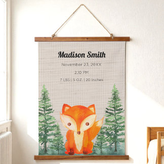 Tapiz Con Marco De Madera Woodland Fox Baby Nursery