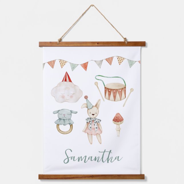 Tapiz Con Marco De Madera Woodland Mushroom Toys Personalizado Kid Room (Anverso)