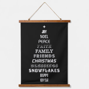 TAPIZ CON MARCO DE MADERA WORD ART CHRISTMAS TREE