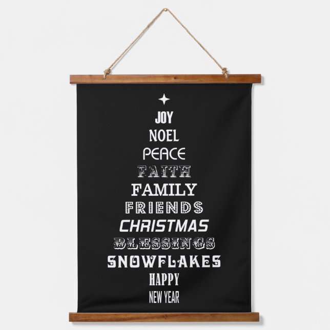TAPIZ CON MARCO DE MADERA WORD ART CHRISTMAS TREE (Anverso)