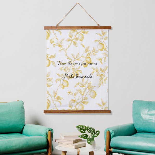 Tapiz Con Marco De Madera Yellow Fruit Lemons Make Lemonade (Sala de estar)