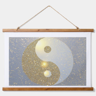 Tapiz Con Marco De Madera Ying Yang en oro