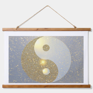 Tapiz Con Marco De Madera Ying Yang en oro