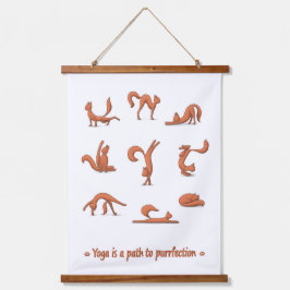 Tapiz Con Marco De Madera Yoga Gato