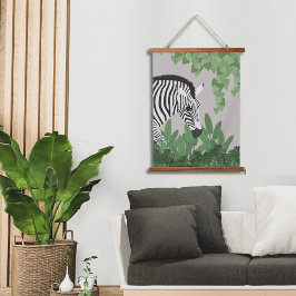 Tapiz Con Marco De Madera Zebra amongst Leaves Wood Topped Wall Tapestry