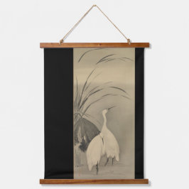 Tapiz Con Marco De Madera Zen Wall Decor - Minimalist Lotus & White Egrets