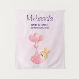 Tapiz Conejito bebé lindo en una manta de corazón en una